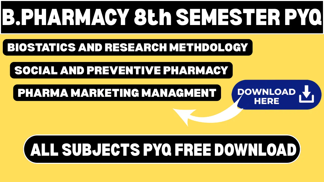 B. Pharm 8th Semester Previous Year Question Papers