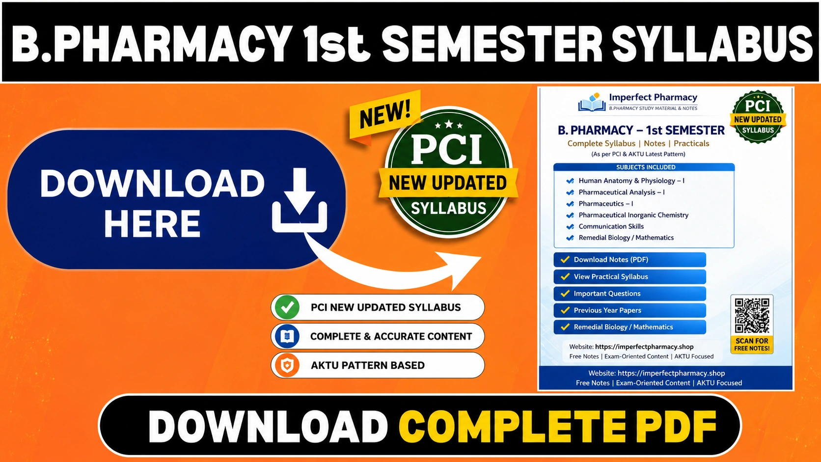 B. Pharmacy 1st Semester PCI New Syllabus pdf